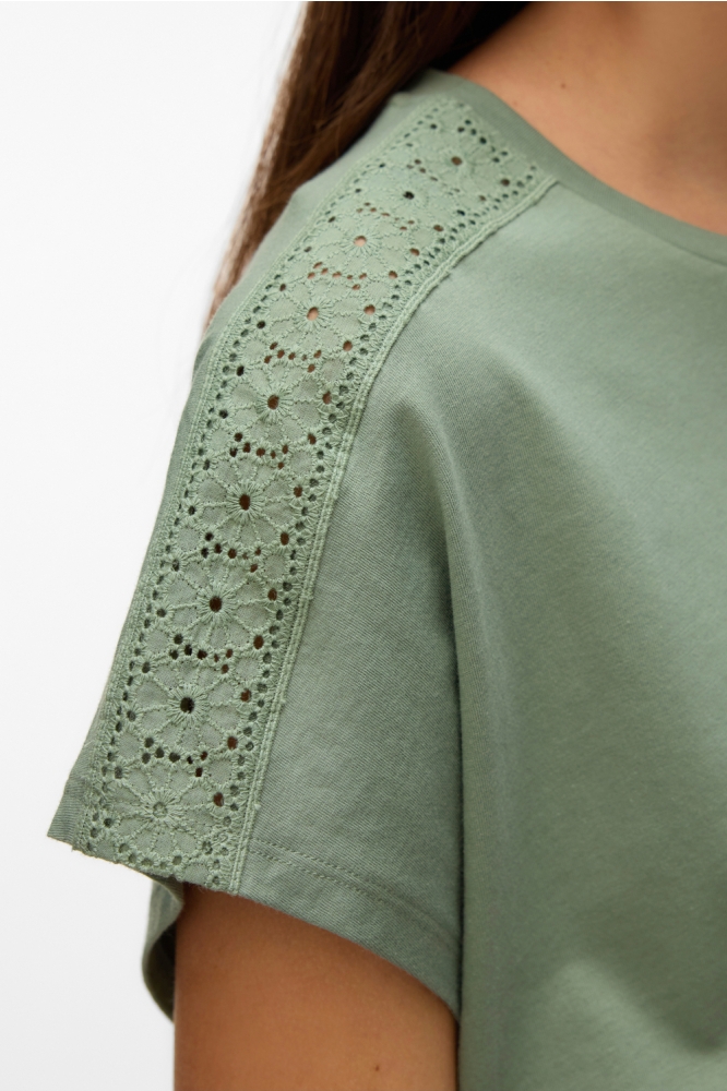 VMEMMY SS LACE TAPE TOP JRS NOOS 10325735 Hedge Green